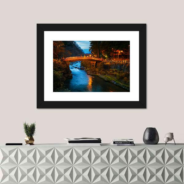 Sacred Bridge Japan Canvas Wall Art-1 Piece-Framed Print-20" x 16"-Tiaracle