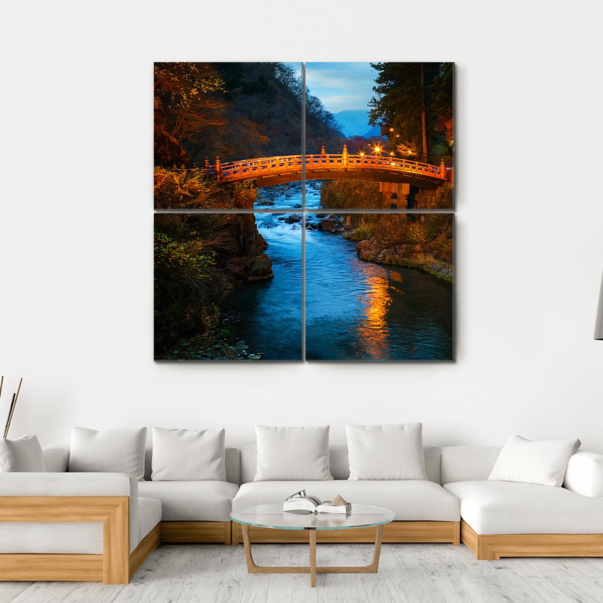 Sacred Bridge Japan Canvas Wall Art-4 Square-Gallery Wrap-17" x 17"-Tiaracle