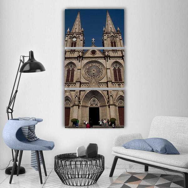 Sacred Heart Cathedral In China Vertical Canvas Wall Art-3 Vertical-Gallery Wrap-12" x 25"-Tiaracle