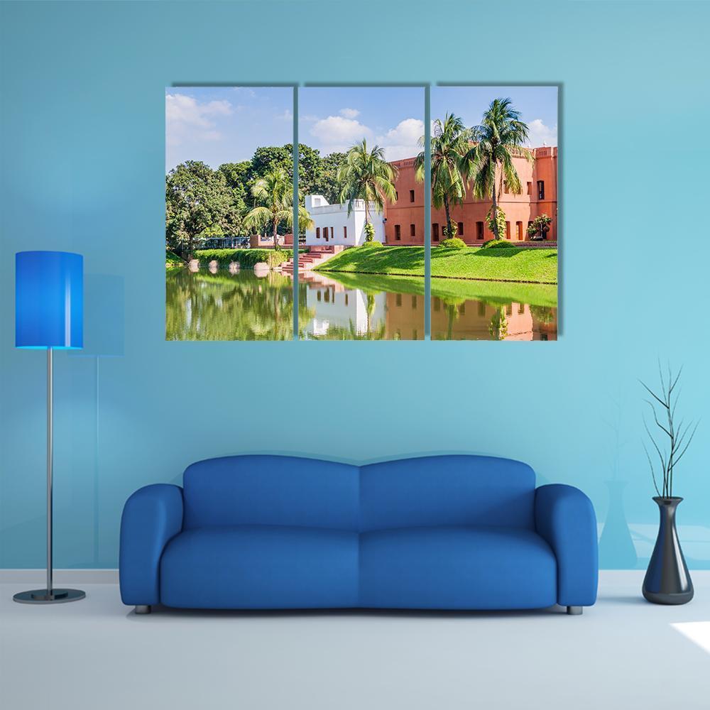 Sadarbari Rajbari Palace Canvas Wall Art-3 Horizontal-Gallery Wrap-37" x 24"-Tiaracle