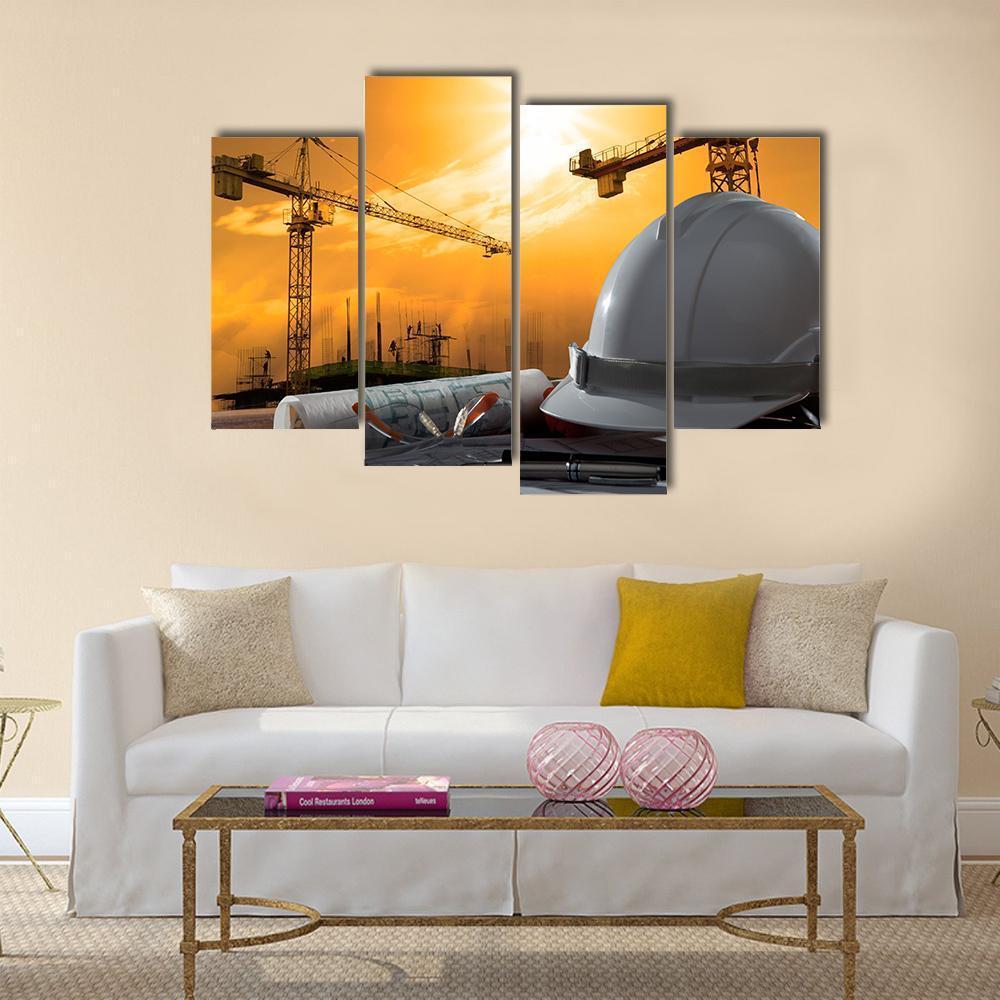 Safety Helmet On Table Canvas Wall Art-4 Pop-Gallery Wrap-50" x 32"-Tiaracle