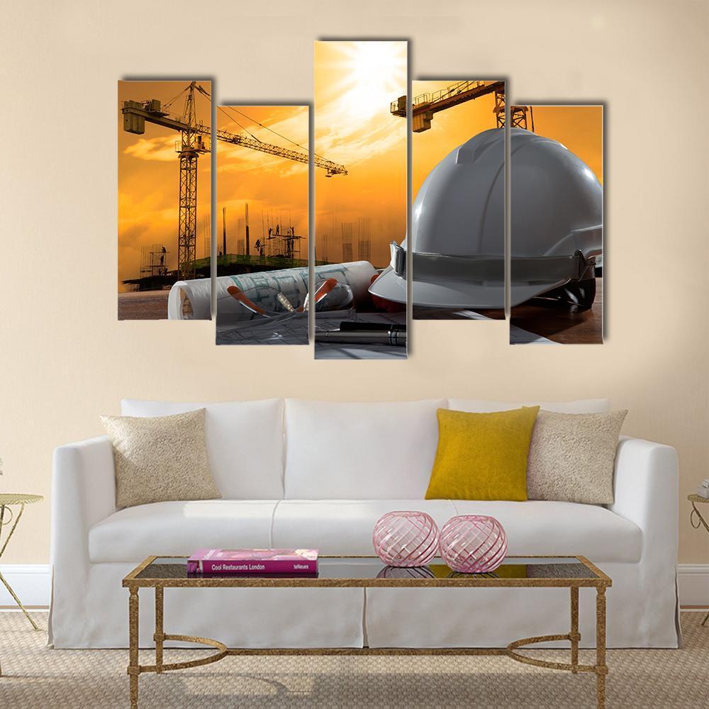 Safety Helmet On Table Canvas Wall Art-5 Pop-Gallery Wrap-47" x 32"-Tiaracle