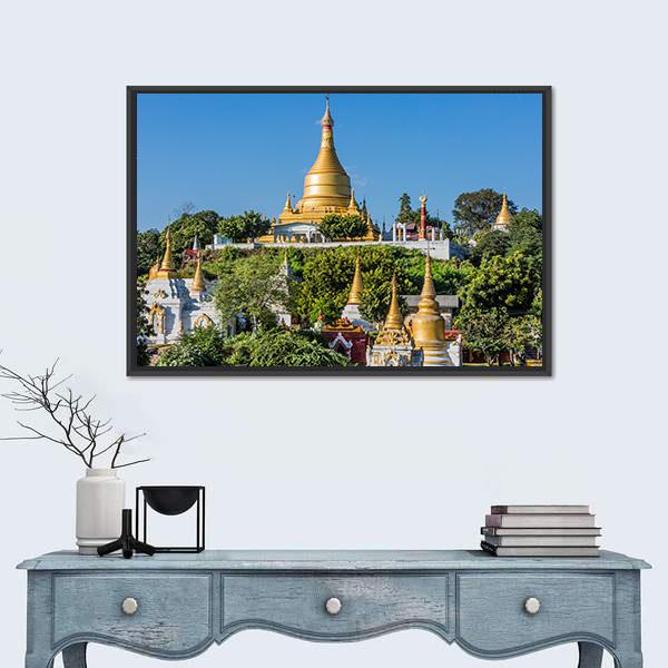 Sagaing Hills And Temples Near Mandalay Canvas Wall Art-1 Piece-Floating Frame-24" x 16"-Tiaracle