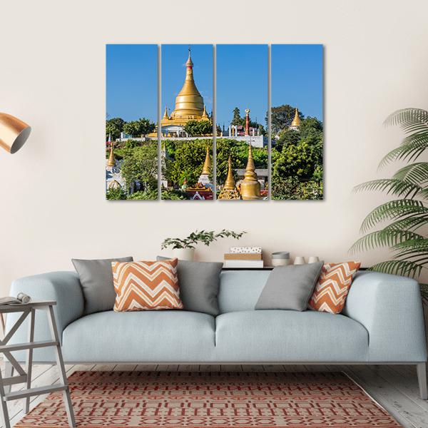 Sagaing Hills And Temples Near Mandalay Canvas Wall Art-4 Horizontal-Gallery Wrap-34" x 24"-Tiaracle