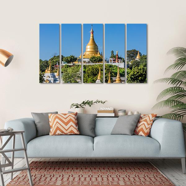 Sagaing Hills And Temples Near Mandalay Canvas Wall Art-5 Horizontal-Gallery Wrap-22&quot; x 12&quot;-Tiaracle