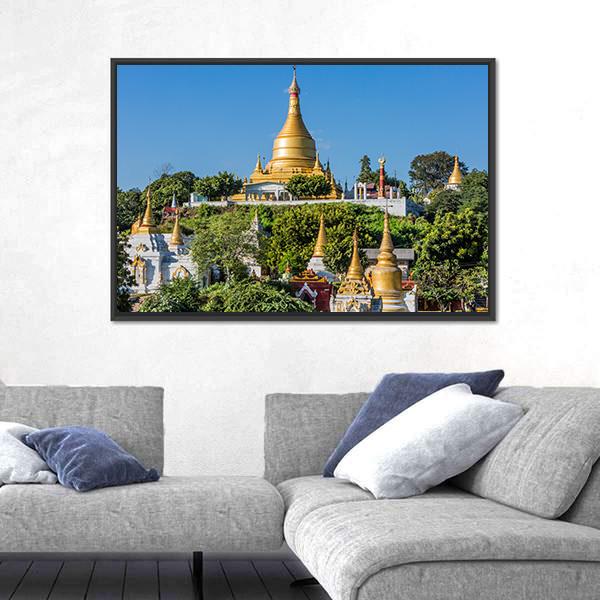 Sagaing Hills And Temples Near Mandalay Canvas Wall Art-3 Horizontal-Gallery Wrap-25" x 16"-Tiaracle