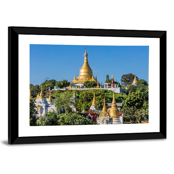 Sagaing Hills And Temples Near Mandalay Canvas Wall Art-3 Horizontal-Gallery Wrap-25" x 16"-Tiaracle