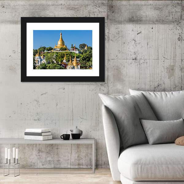 Sagaing Hills And Temples Near Mandalay Canvas Wall Art-3 Horizontal-Gallery Wrap-25" x 16"-Tiaracle