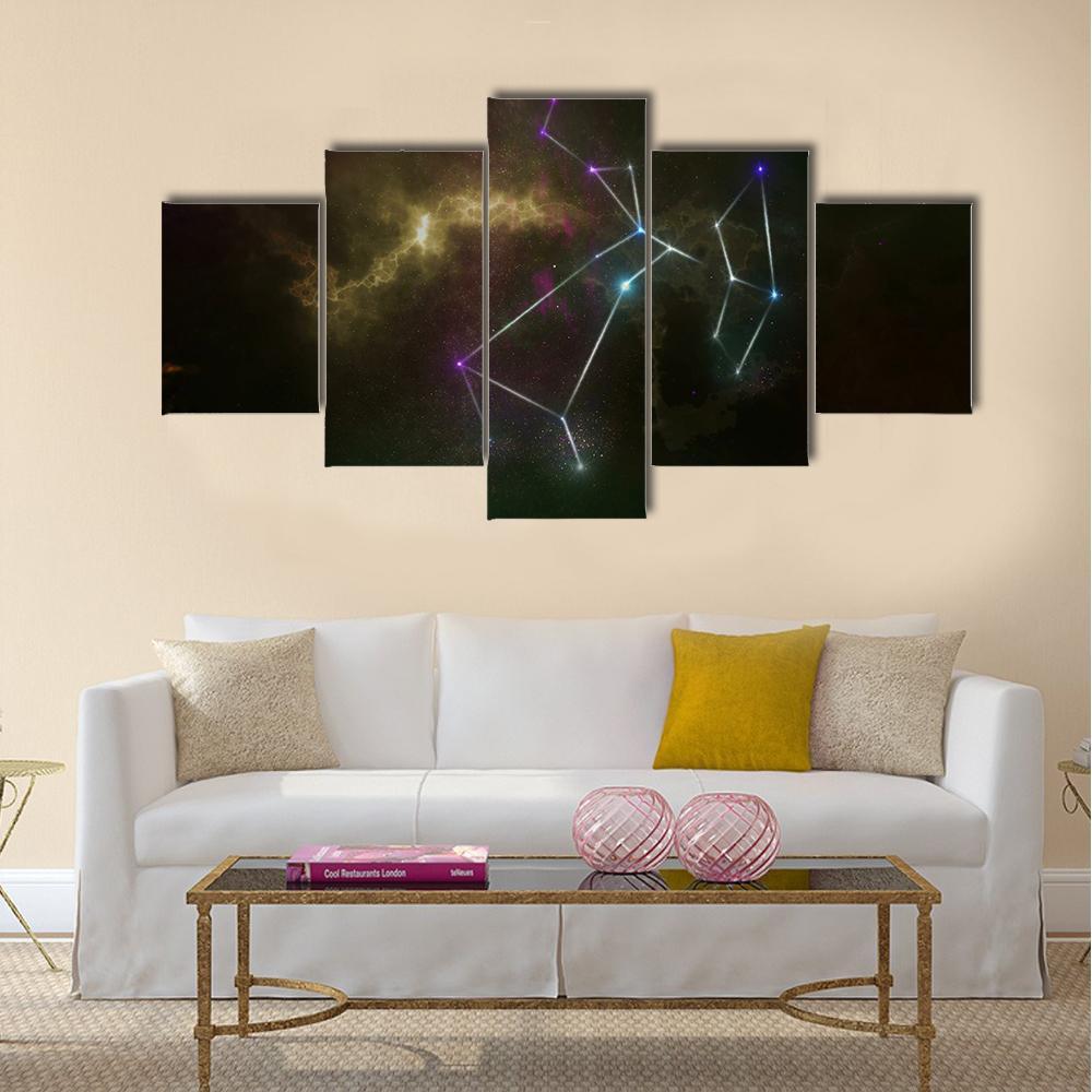 Sagittarius Constellation Canvas Wall Art-5 Star-Gallery Wrap-42" x 21"-Tiaracle