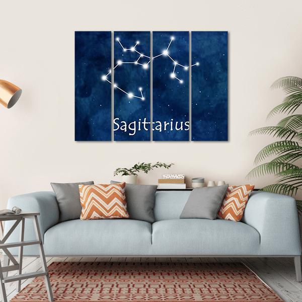 Sagittarius Horoscope Constellation Canvas Wall Art-4 Horizontal-Gallery Wrap-34" x 24"-Tiaracle