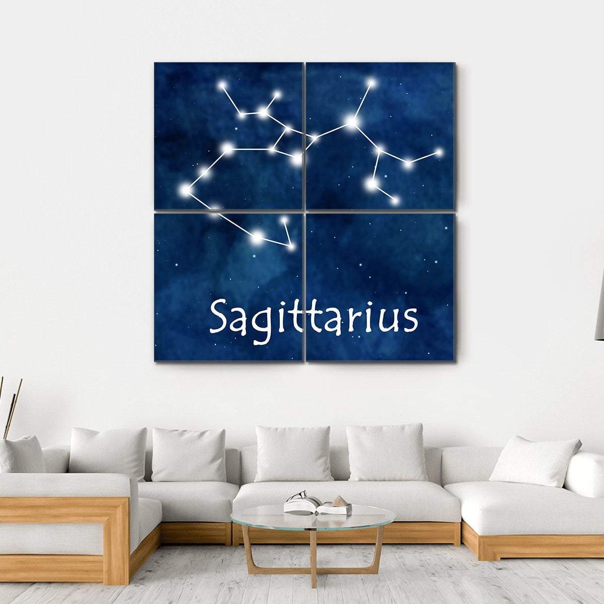 Sagittarius Horoscope Constellation Canvas Wall Art-4 Square-Gallery Wrap-17" x 17"-Tiaracle