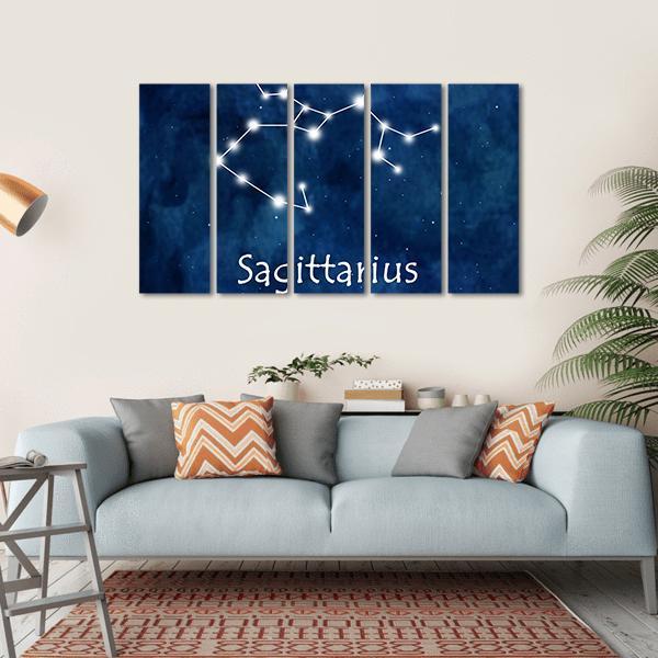 Sagittarius Horoscope Constellation Canvas Wall Art-5 Horizontal-Gallery Wrap-22" x 12"-Tiaracle