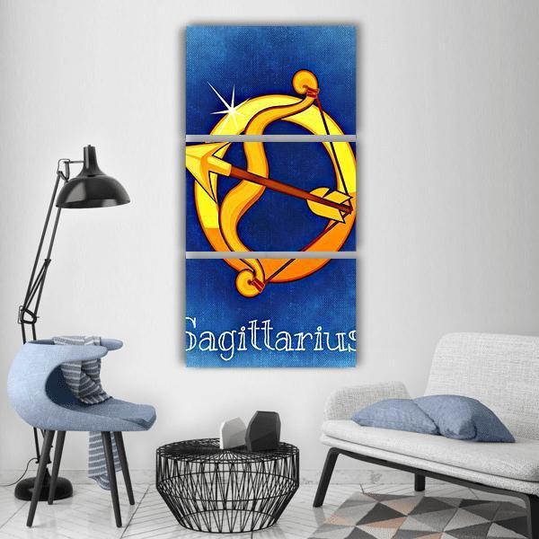 Sagittarius Zodiac Sign Vertical Canvas Wall Art-3 Vertical-Gallery Wrap-12" x 25"-Tiaracle