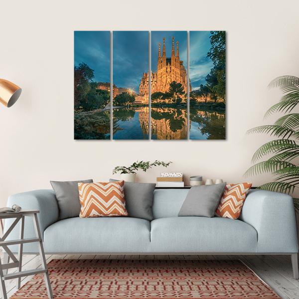 Sagrada Familia Church Canvas Wall Art-4 Horizontal-Gallery Wrap-34" x 24"-Tiaracle