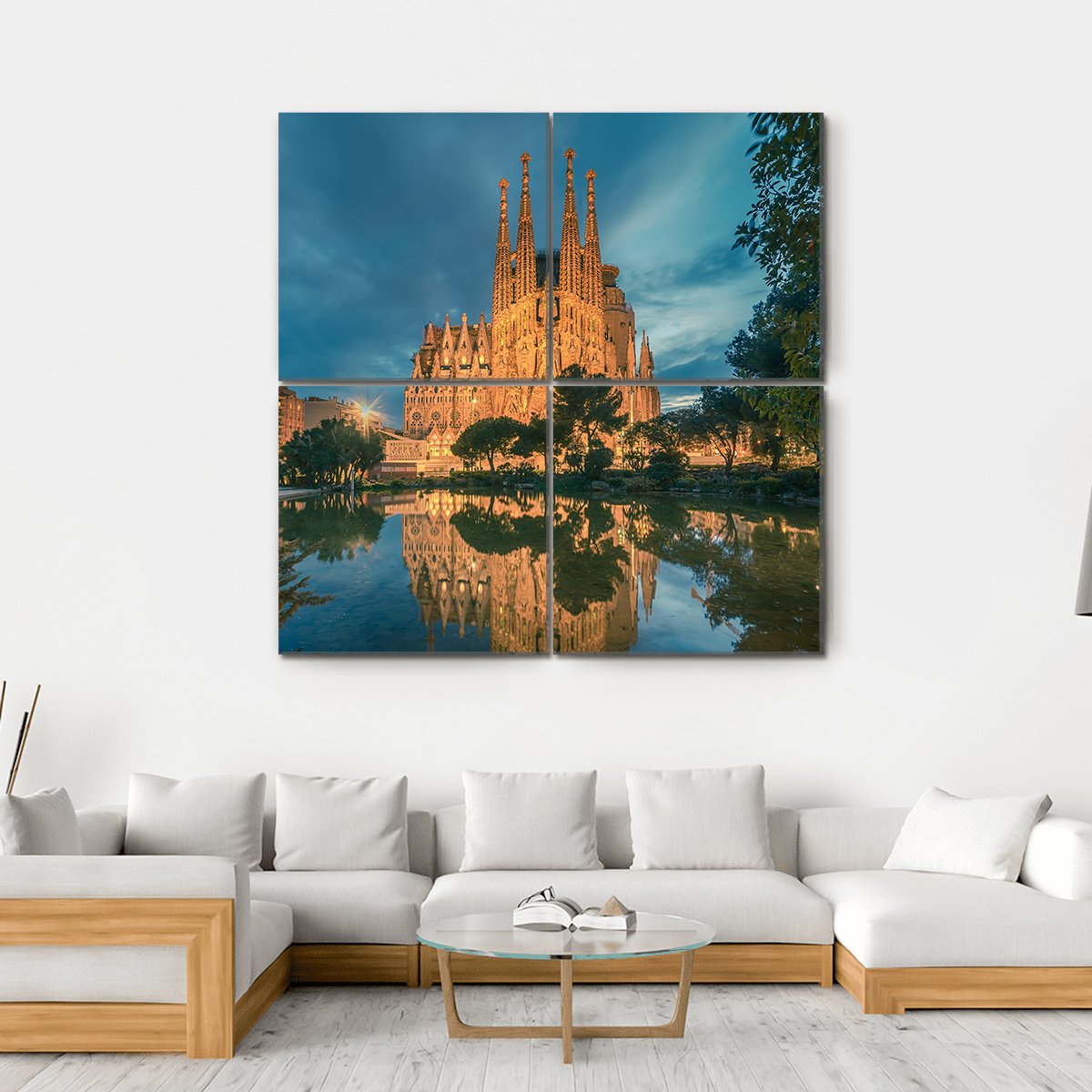 Sagrada Familia Church Canvas Wall Art-4 Square-Gallery Wrap-17" x 17"-Tiaracle
