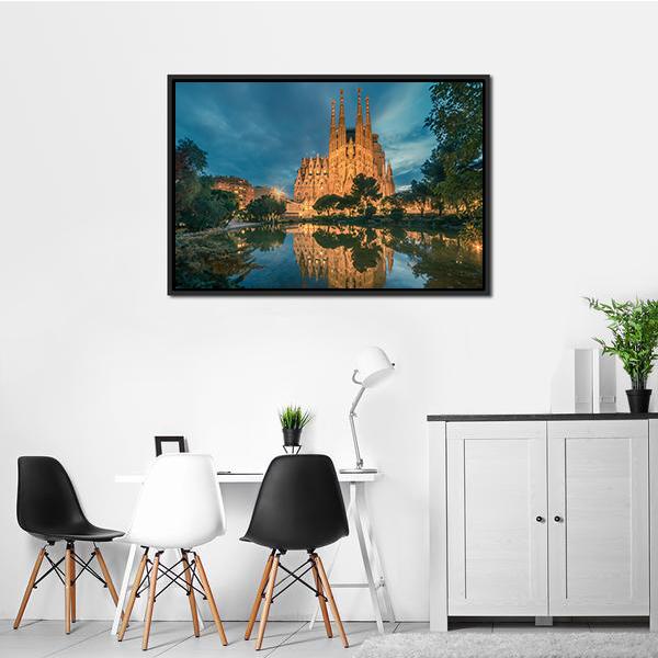 Sagrada Familia Church Panoramic Canvas Wall Art-1 Piece-36" x 12"-Tiaracle