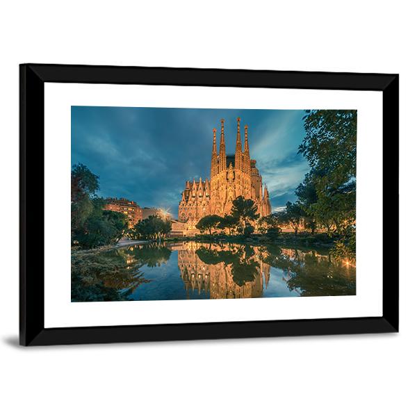 Sagrada Familia Church Vertical Canvas Wall Art-3 Vertical-Gallery Wrap-12" x 25"-Tiaracle
