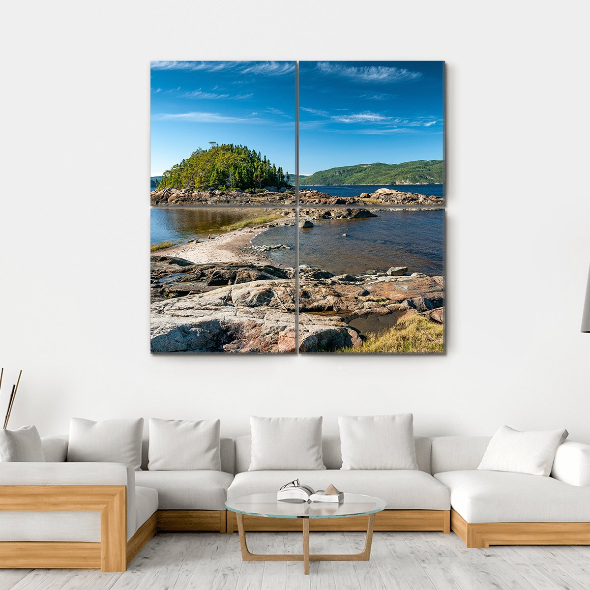 Saguenay Fjord In Canada Canvas Wall Art-4 Square-Gallery Wrap-17" x 17"-Tiaracle