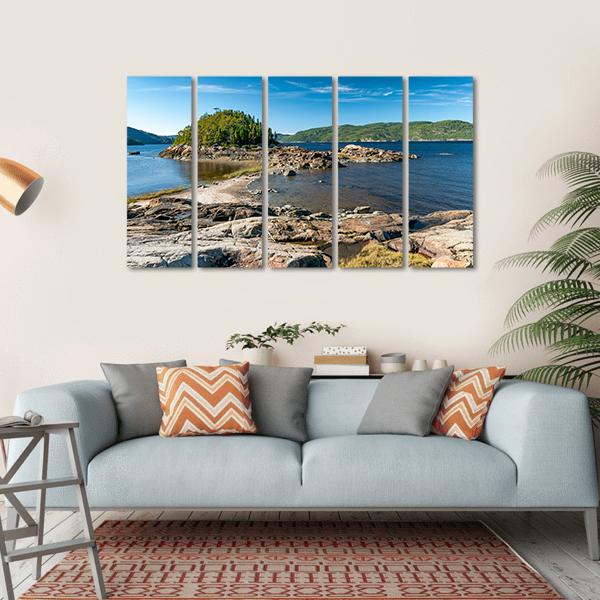 Saguenay Fjord In Canada Canvas Wall Art-5 Horizontal-Gallery Wrap-22" x 12"-Tiaracle