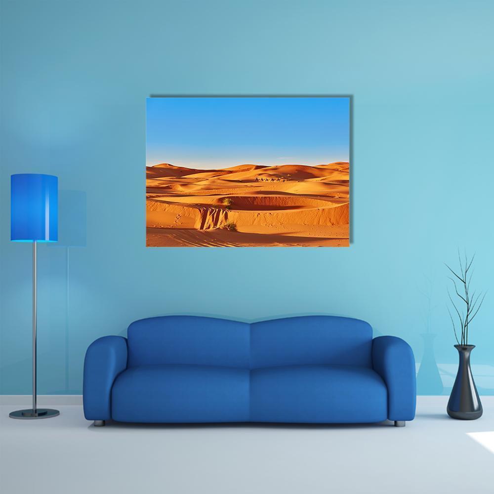 Sahara Desert Morocco Canvas Wall Art-1 Piece-Gallery Wrap-48" x 32"-Tiaracle