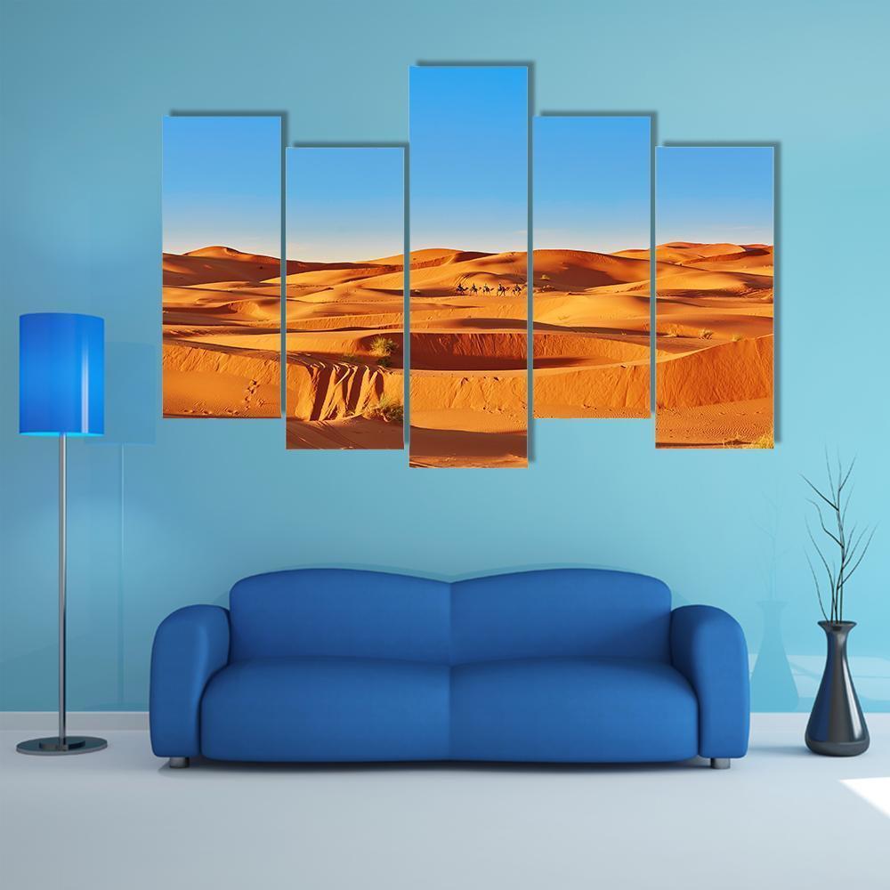 Sahara Desert Morocco Canvas Wall Art-5 Pop-Gallery Wrap-47" x 32"-Tiaracle