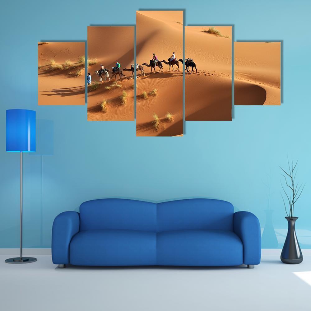 Sahara Desert Of Morocco Canvas Wall Art-5 Star-Gallery Wrap-62" x 32"-Tiaracle