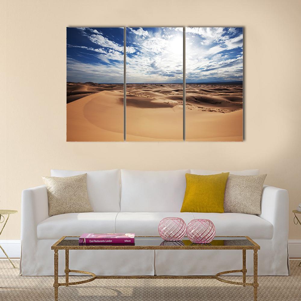 Sahara Desert Under Cloudy Sky Canvas Wall Art-3 Horizontal-Gallery Wrap-37" x 24"-Tiaracle