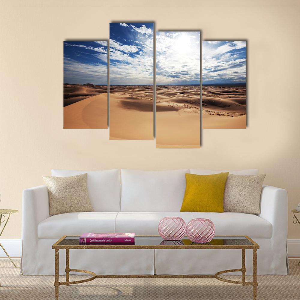 Sahara Desert Under Cloudy Sky Canvas Wall Art-4 Pop-Gallery Wrap-50" x 32"-Tiaracle