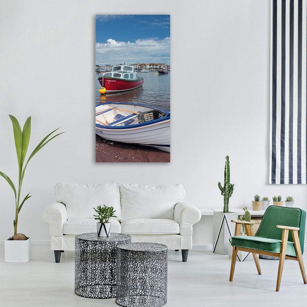 Sail Boats In Ocean Vertical Canvas Wall Art-3 Vertical-Gallery Wrap-12" x 25"-Tiaracle