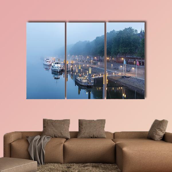 Sail Boats On The Embankment Of River Weser Canvas Wall Art-3 Horizontal-Gallery Wrap-25" x 16"-Tiaracle