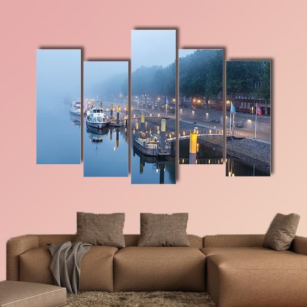 Sail Boats On The Embankment Of River Weser Canvas Wall Art-5 Pop-Gallery Wrap-47" x 32"-Tiaracle