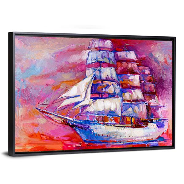 Sail Ship And Sea On Canvas Wall Art-3 Horizontal-Gallery Wrap-25" x 16"-Tiaracle