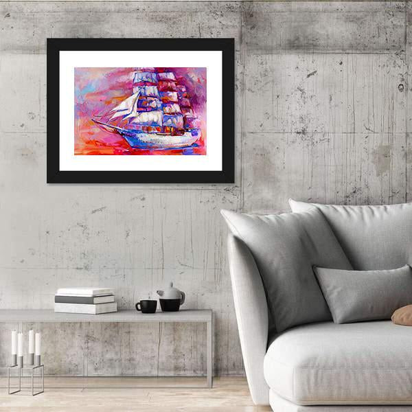 Sail Ship And Sea On Canvas Wall Art-3 Horizontal-Gallery Wrap-25" x 16"-Tiaracle