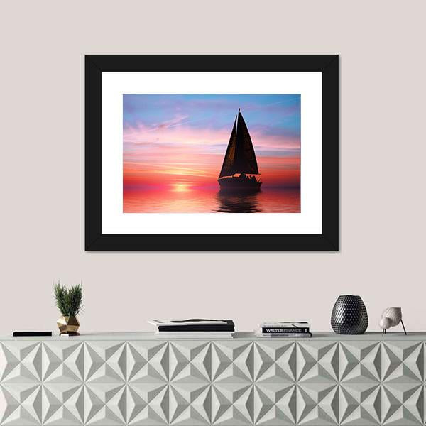 Sunset Over Fishing Pier Canvas Wall Art - Tiaracle