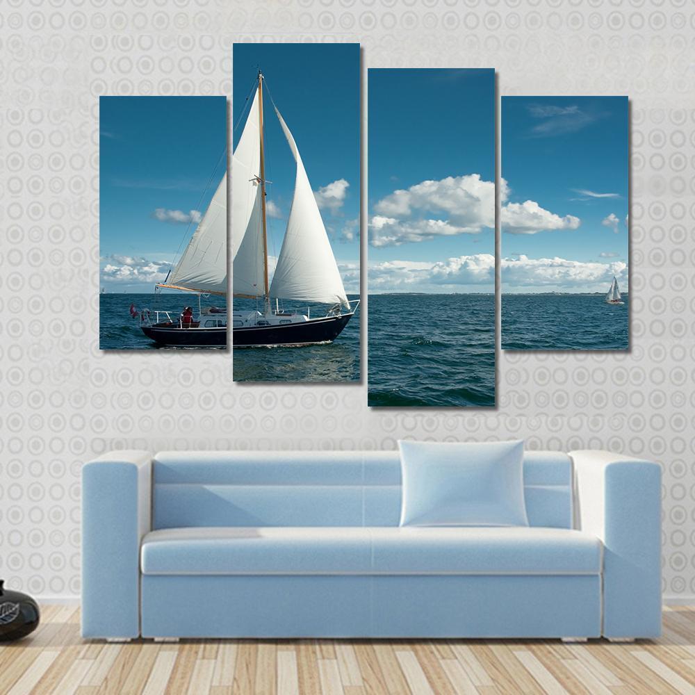 Sailing Boat On The Sea Canvas Wall Art-4 Pop-Gallery Wrap-50" x 32"-Tiaracle