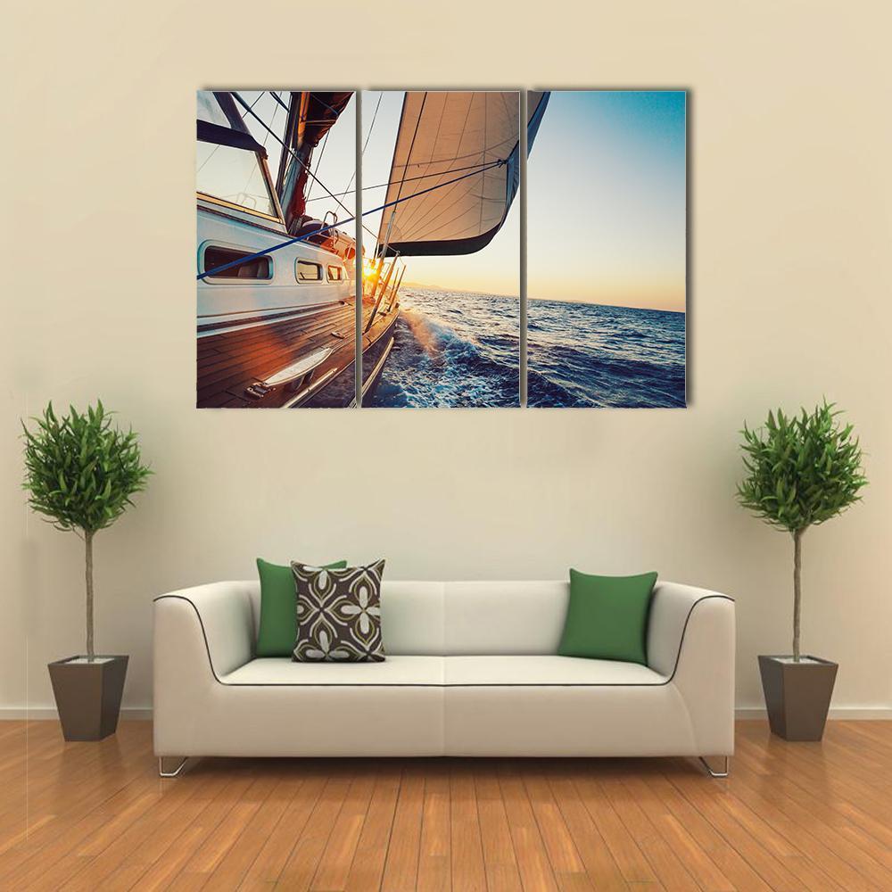 Sailing Into The Sunset Canvas Wall Art-3 Horizontal-Gallery Wrap-37" x 24"-Tiaracle