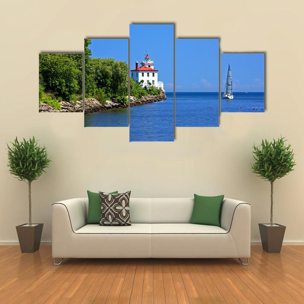 Sailing Lake Erie Canvas Wall Art-5 Star-Gallery Wrap-62" x 32"-Tiaracle