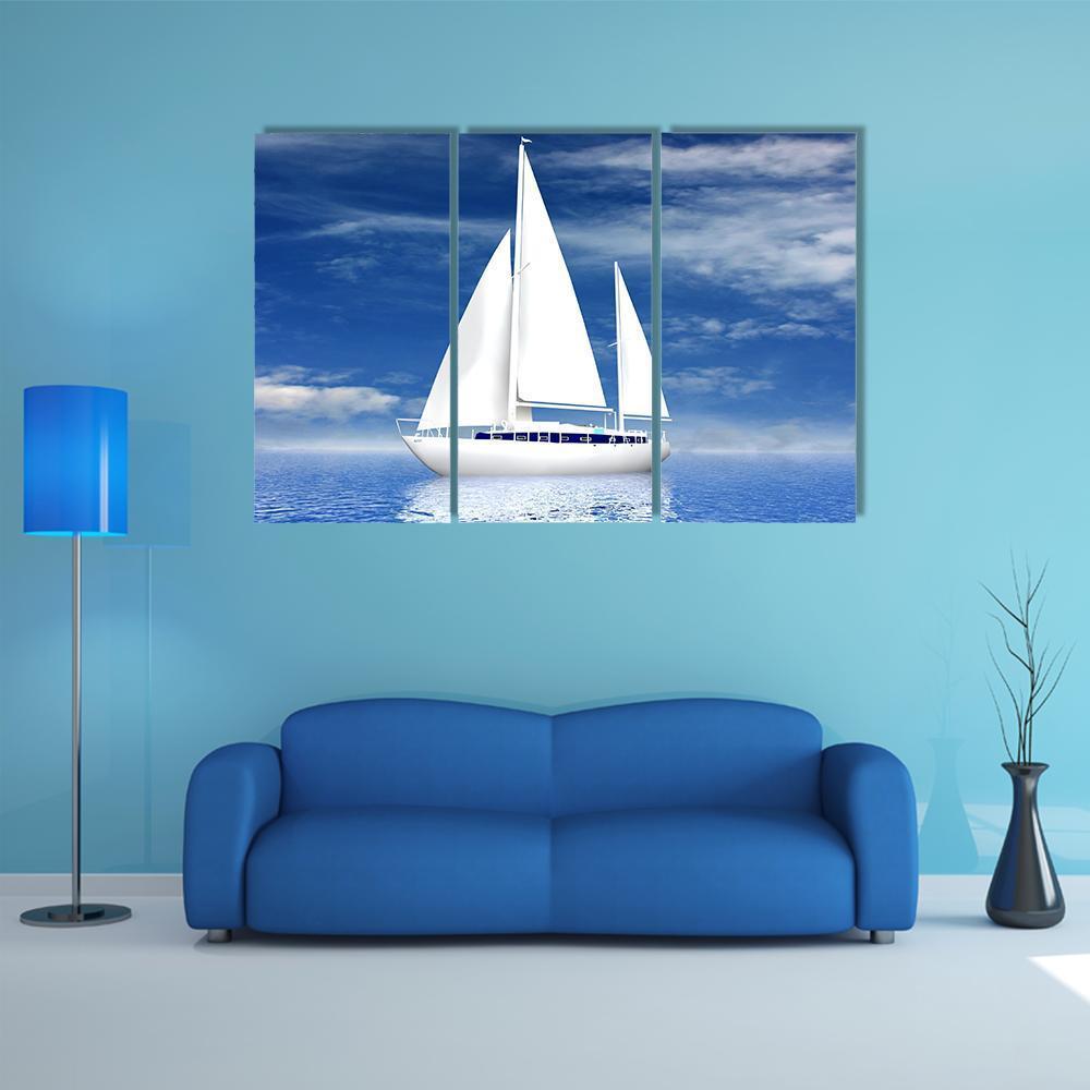 Sailing Luxury Yacht Canvas Wall Art-3 Horizontal-Gallery Wrap-37" x 24"-Tiaracle