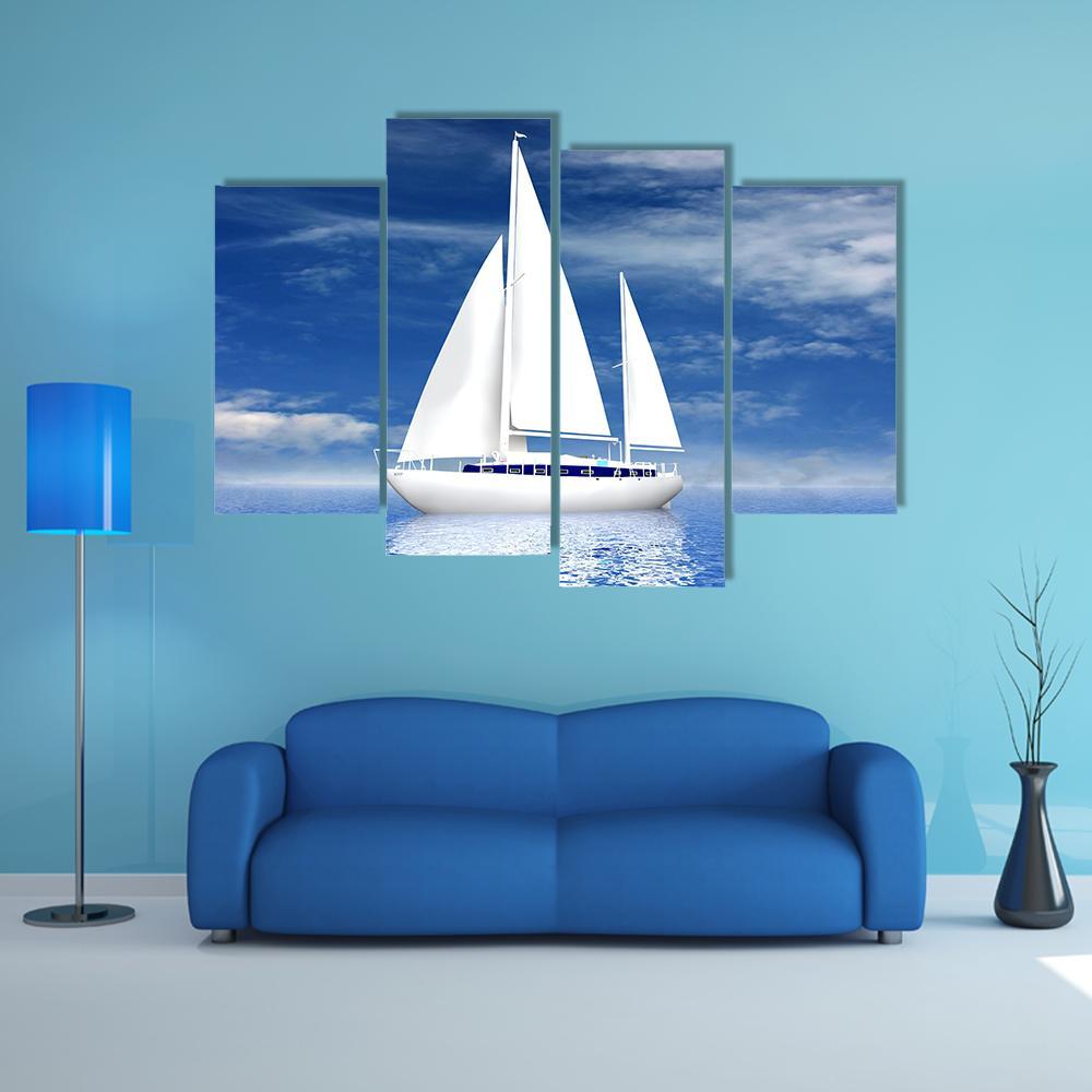 Sailing Luxury Yacht Canvas Wall Art-4 Pop-Gallery Wrap-50" x 32"-Tiaracle