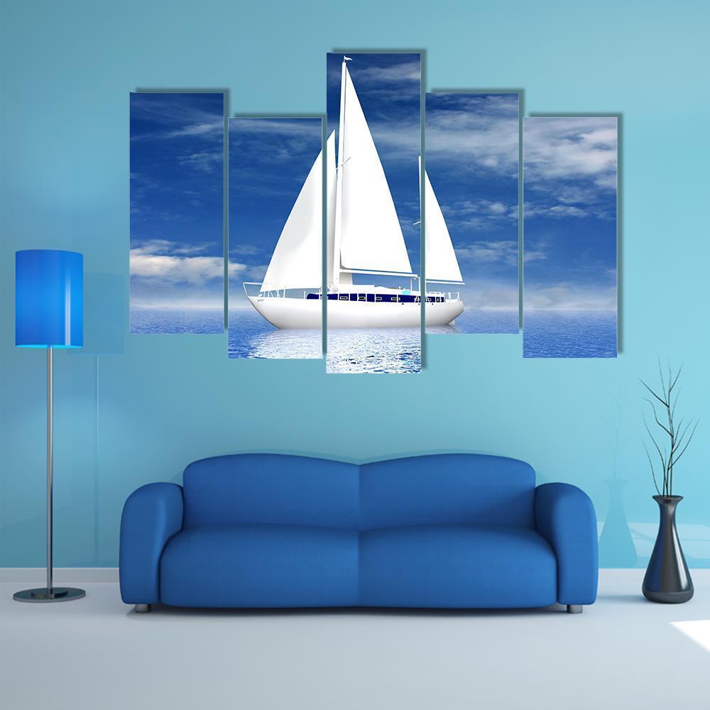 Sailing Luxury Yacht Canvas Wall Art-5 Pop-Gallery Wrap-47" x 32"-Tiaracle