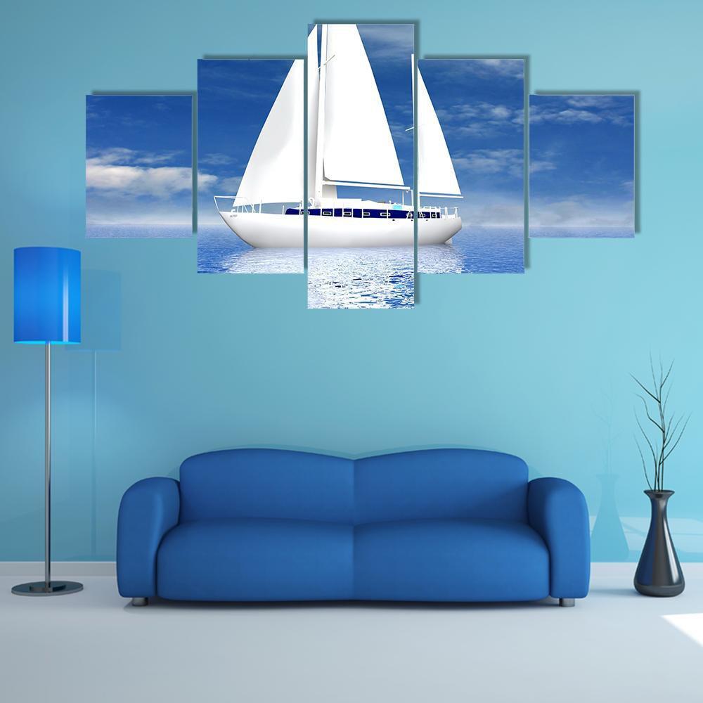 Sailing Luxury Yacht Canvas Wall Art-5 Star-Gallery Wrap-62" x 32"-Tiaracle