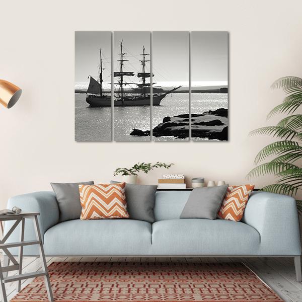 Sailing Ship At Dawn Canvas Wall Art-4 Horizontal-Gallery Wrap-34" x 24"-Tiaracle