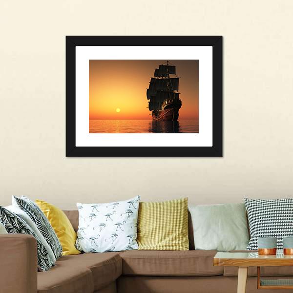 Sailing Ship Canvas Wall Art-1 Piece-Framed Print-20" x 16"-Tiaracle