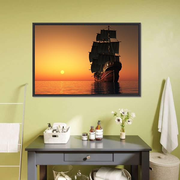 Sailing Ship Canvas Wall Art-5 Horizontal-Gallery Wrap-22" x 12"-Tiaracle