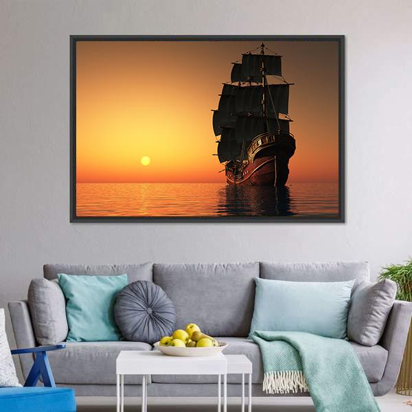 Sailing Ship Canvas Wall Art-5 Horizontal-Gallery Wrap-22" x 12"-Tiaracle
