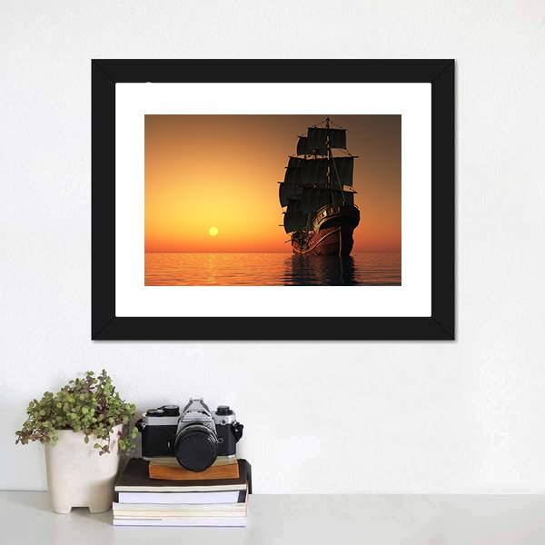 Sailing Ship Canvas Wall Art-5 Horizontal-Gallery Wrap-22" x 12"-Tiaracle