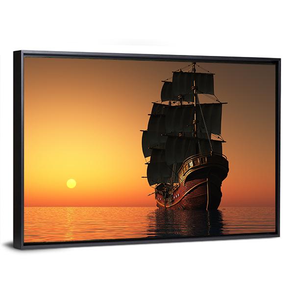Sailing Ship Canvas Wall Art-5 Horizontal-Gallery Wrap-22" x 12"-Tiaracle