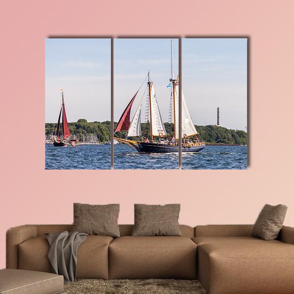 Sailing Ship Drives In Water Canvas Wall Art-3 Horizontal-Gallery Wrap-25" x 16"-Tiaracle