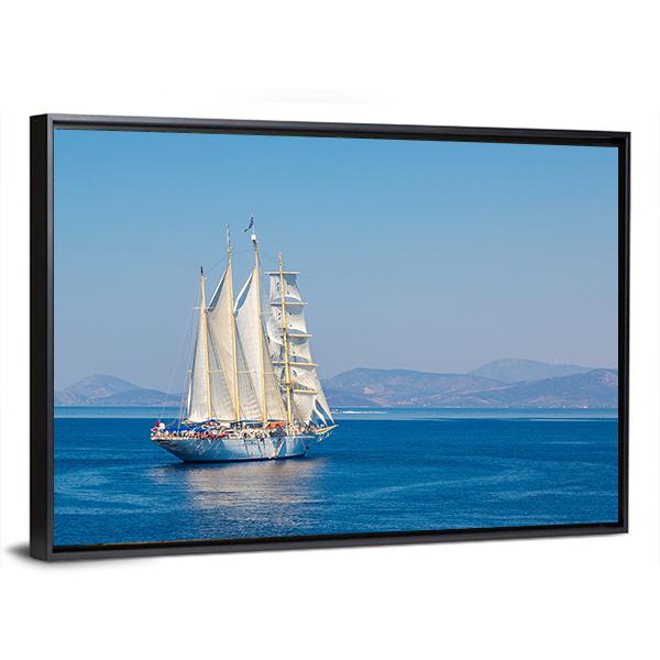 Sailing Ship In A Beautiful Summer Day Canvas Wall Art-3 Horizontal-Gallery Wrap-25" x 16"-Tiaracle