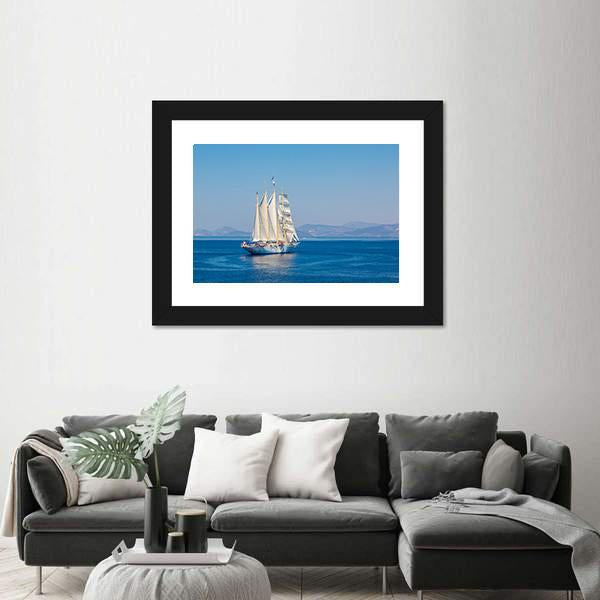 Sailing Ship In A Beautiful Summer Day Canvas Wall Art-3 Horizontal-Gallery Wrap-25" x 16"-Tiaracle